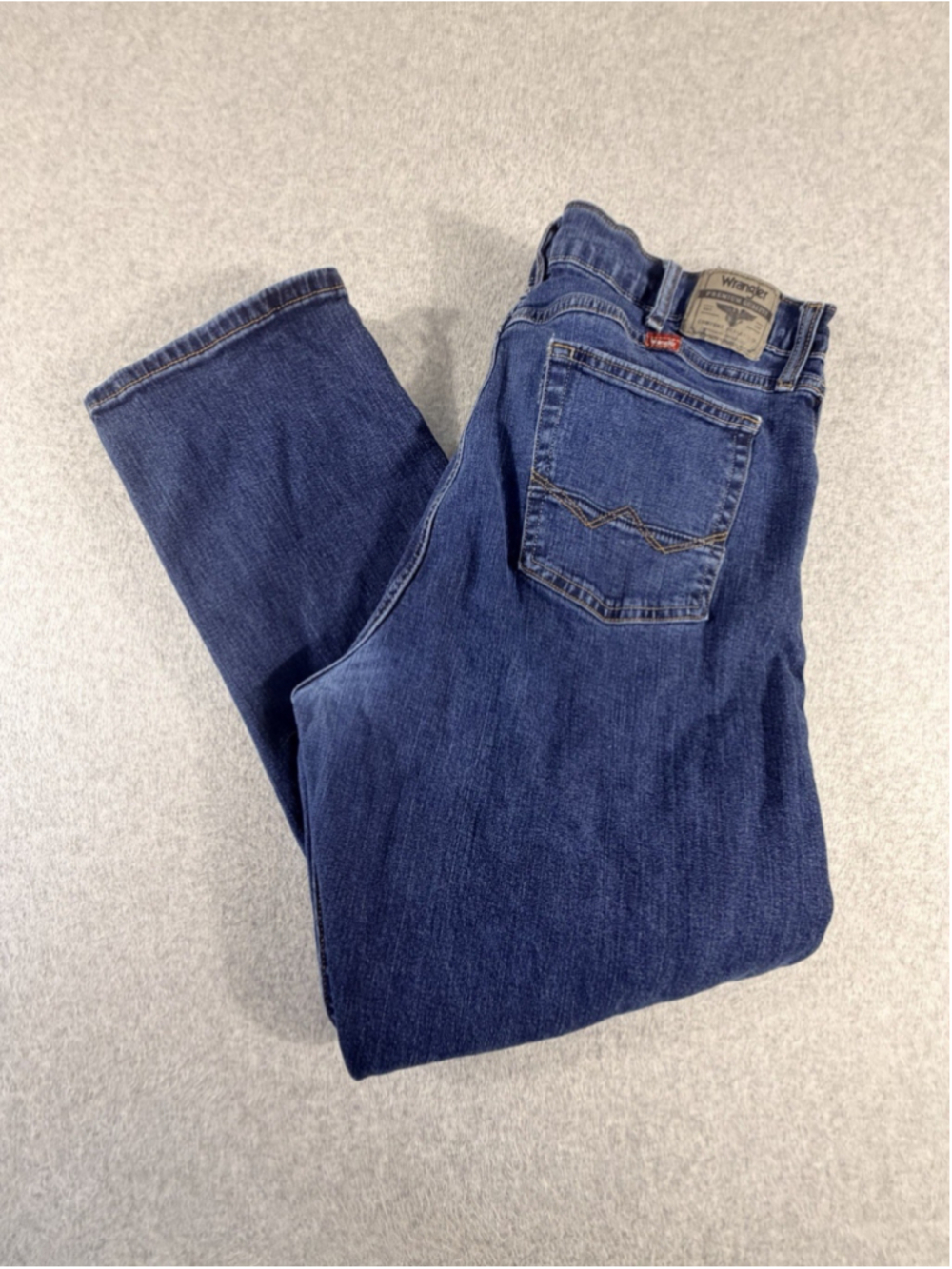 Wrangler Premium Quality Straight Fit Jeans Mens‎ 42x30 Blue Stretch Denim